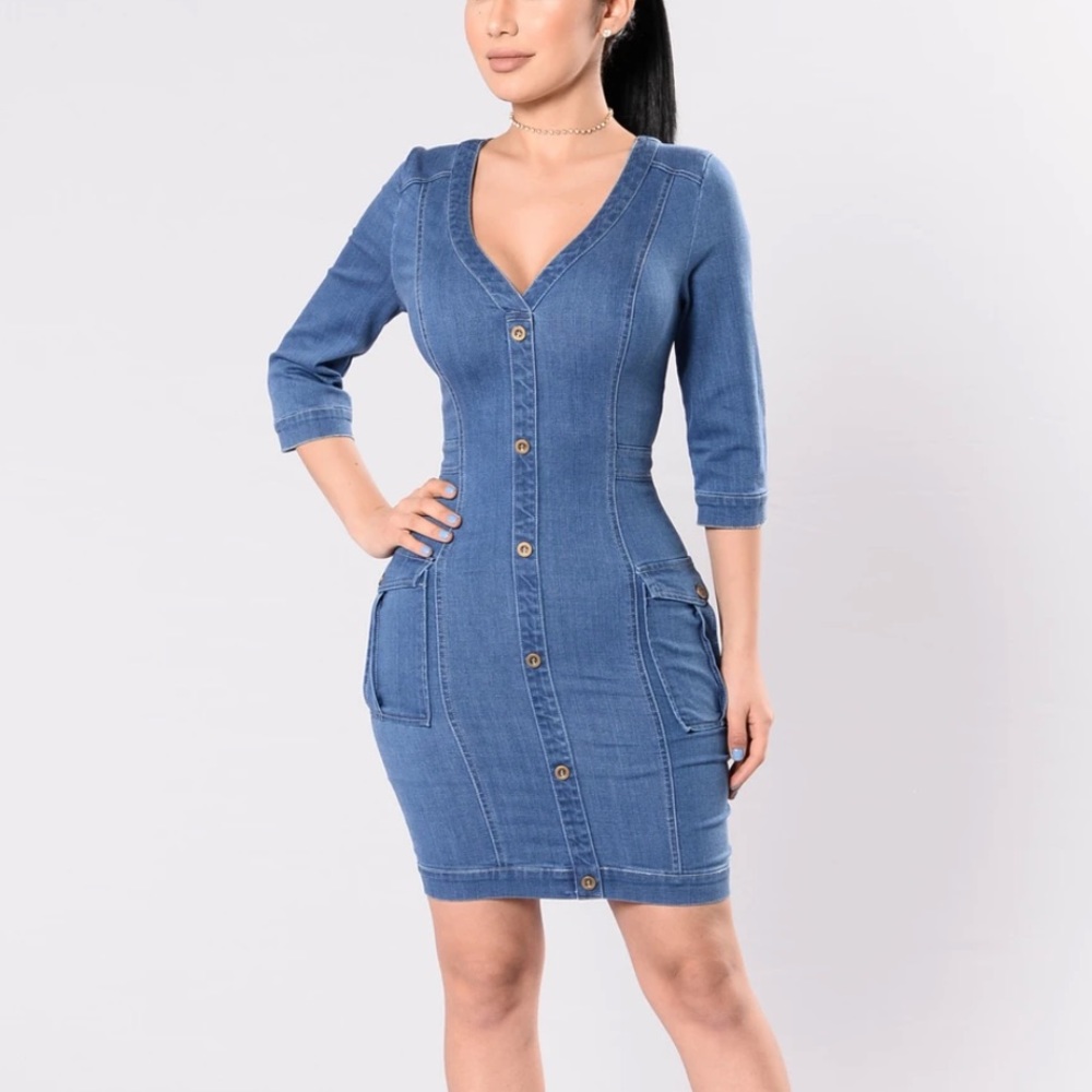 Medium Wash Denim Dress (Never worn)